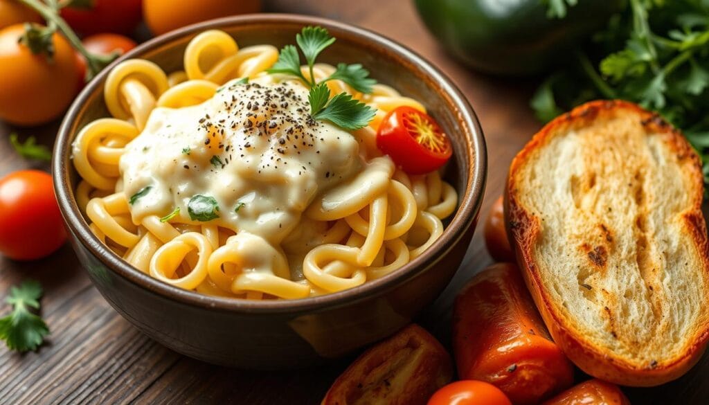 al dente ditalini pasta with creamy garlic-Parmesan dressing al dente ditalini pasta with creamy garlic-Parmesan dressing